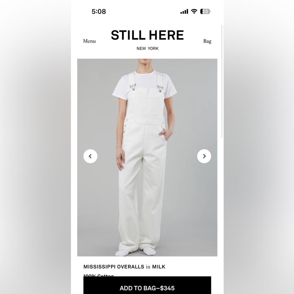 Brand New Still Here White Missisipi Overalls
